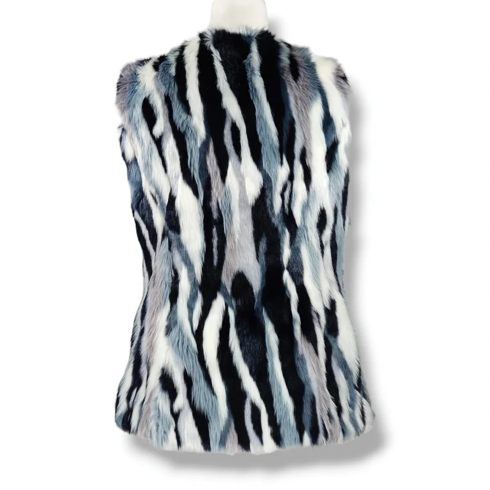 EUC INC Int'l Patchwork Faux Fur Vest Sz. S Mob Wife Furry Y2K‎ Rockstar Retro
